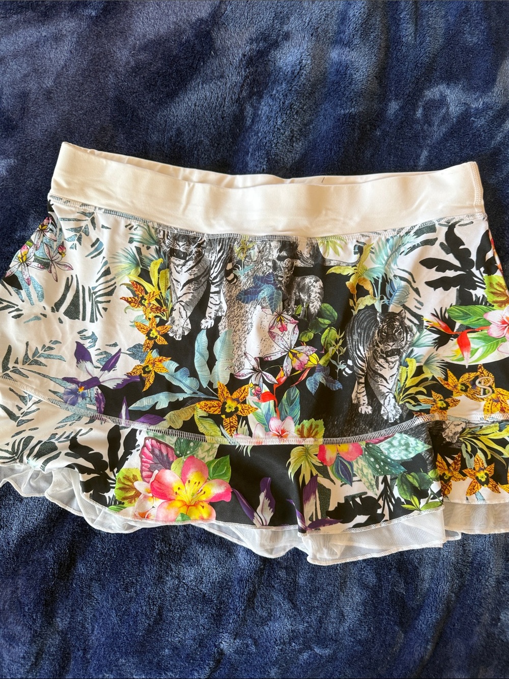 Floral & Tiger Print White Skater Skirt
